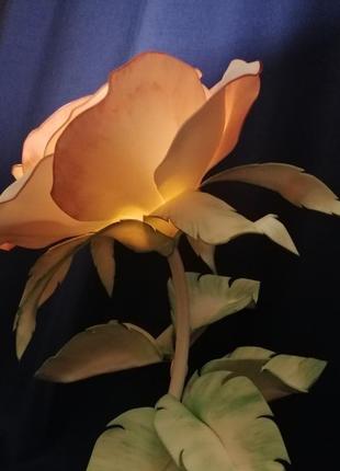 Світильник - зефірна троянда. подарунок особливий. (лампа - тепле світло.)7 фото