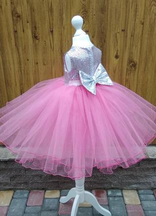 Пишне плаття на годік , бальне плаття на випускний, розове нарядне плаття з раєткою4 фото
