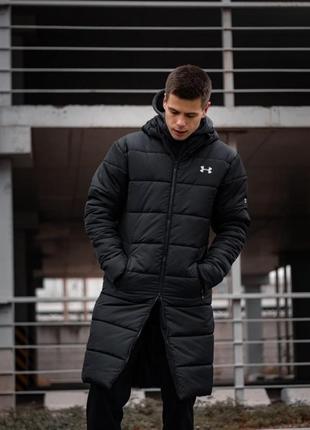 Зимний удлиненный пуховик  under armour черный мужской купить наложенный платеж куртка7 фото
