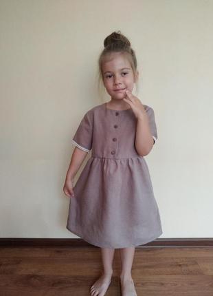 Платье для девочки из льна3 фото