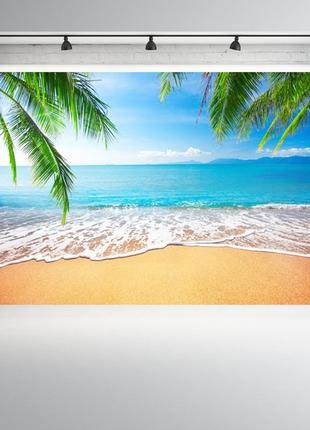 Фотофон, фон для фото вініловий текстурний 2.1×1.5 м океан + пісок + пальми (tbd05720666)3 фото