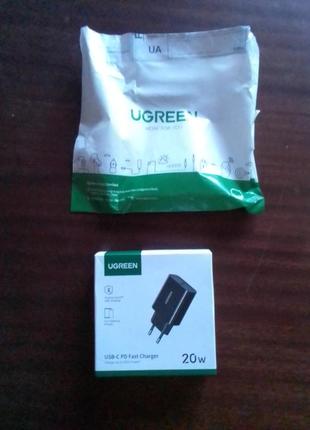 Ugreen cd 137 20w зарядное устройство + кабель 60w 0,5 м.