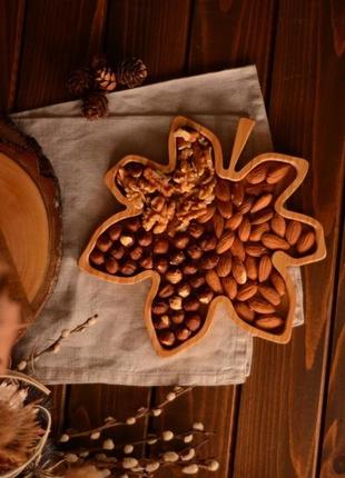 Детская экологическая тарелка из дерева в форме животных "лист" ясень2 фото