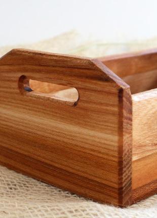 Сервірувальна корзинка коробочка підставка для подачі хлібу з дерева "дерев'яна корзина"6 фото
