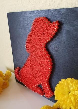 Картина з ниток "цуценя" у стилі string art2 фото