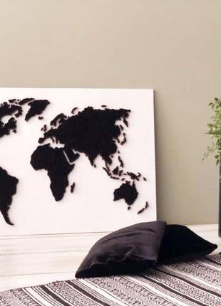 "карта світу" панно/ картина з ниток і цвяхів3 фото