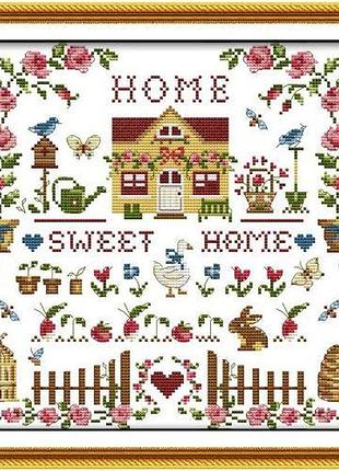 Набір для вишивання за нанесеною на канву схемою "sweet home". aida 14ct printed 31*31 см