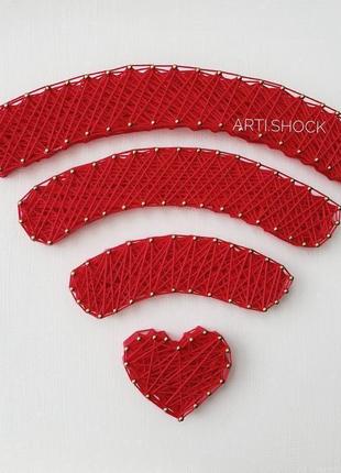 Картина из ниток и гвоздей " love & wifi"1 фото