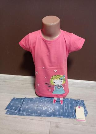Детский комплект для девочки венгрия джинс футболка и бриджи 4-8 лет2 фото