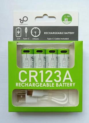 Аккумуляторы cr123a (16340) smartools вместимостью 700mah с usb-зарядкой