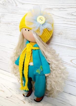 Кукла текстильная с длинными кудряшками3 фото