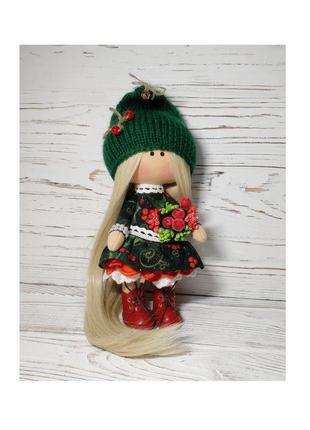 Текстильна лялька гномик різдвяний1 фото