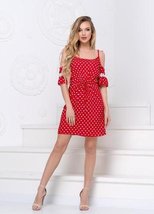 Плаття літнє з мереживами nobilitas 42 - 48 червоне бавовна (арт. 19037)