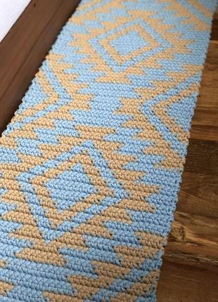 Плетений килимок, в'язаний килим приліжковий килимок2 фото