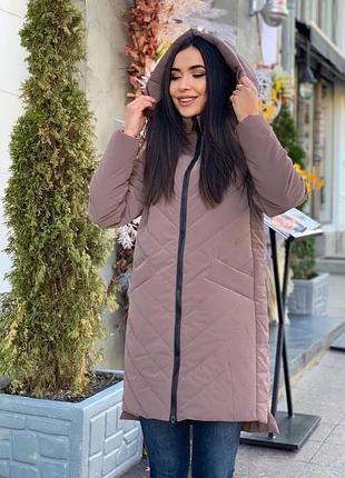 Куртка женская зимняя nobilitas 44 - 50 мокко стеганная плащевка (мод. 21047)