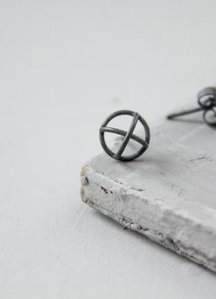 Сережки гвіздки з оксидованого срібла5 фото