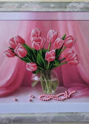 Картина "настроение тюльпаны", вышивка бисером1 фото