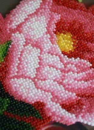 Картина "розовые пионы", вышивка бисером2 фото