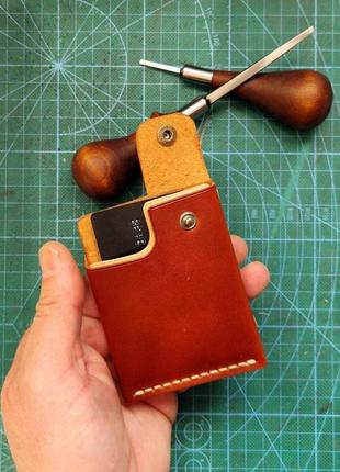 Вертикальний мінімалістичний гаманець з преміум шкіри5 фото