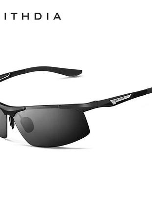 Окуляри чоловічі сонцезахисні поляризовані veithdia. чорні лінзи та оправа