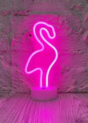 Неоновий світильник-нічник фламінго настільна декоративна лампа1 фото