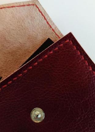 Маленький шкіряний гаманець ручної роботи "міс конгеніальність"8 фото