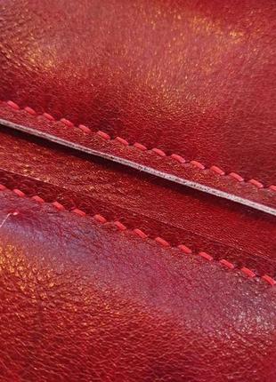 Маленький шкіряний гаманець ручної роботи "міс конгеніальність"7 фото