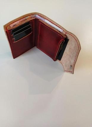 Маленький кожаный кошелек ручной работы   "мисс конгениальность"3 фото