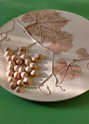 Ботанічний барельєф з гіпсу з винонрадом