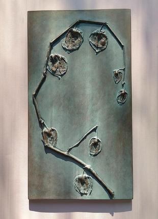 Декоративне панно з гіпсу квітковий барельєф6 фото