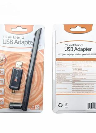 Rtl8812bu 5dbi usb3.0 wifi5 1200mbps 2.4/5ghz дводіапазонний wifi ac адаптер