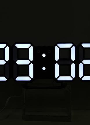 Часы 3d светодиодные светящиеся большие с будильником