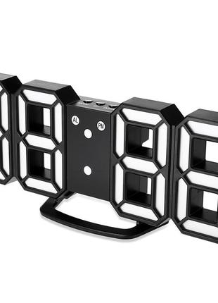 Часы 3d светодиодные светящиеся большие с будильником