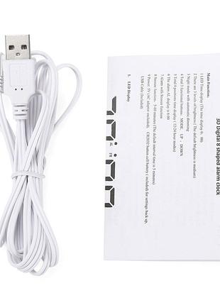 Часы 3d светодиодные светящиеся большие с будильником