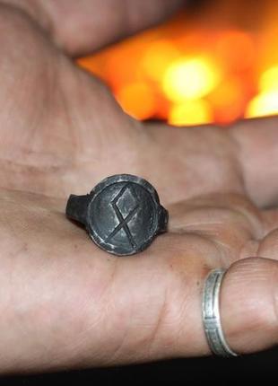Кованое железное кольцо с руною одале odal rune1 фото