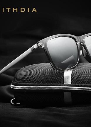 Окуляри чоловічі сонцезахисні поляризовані veithdia aviator persol. сірі скла, чорна оправа