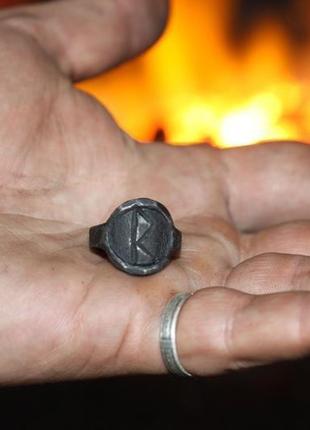 Кованое железное кольцо с руною raidho райдо rune2 фото