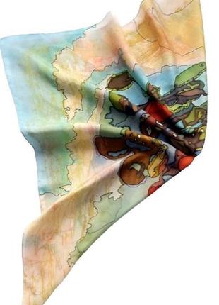Шелковый платок - талисман  "денежное дерево", шелк 100 процентов.9 фото