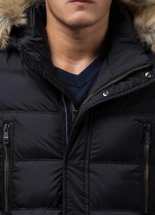 Зимняя мужская черная куртка с меховой опушкой модель 31042 (остался только 46(s))6 фото
