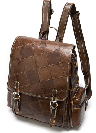 Женский кожаный рюкзак коричневый вместительный для ноутбука 13" 13.3"стильный1 фото