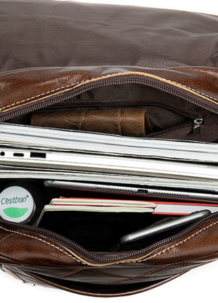 Женский кожаный рюкзак коричневый вместительный для ноутбука 13" 13.3"стильный6 фото