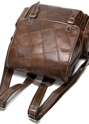 Женский кожаный рюкзак коричневый вместительный для ноутбука 13" 13.3"стильный7 фото