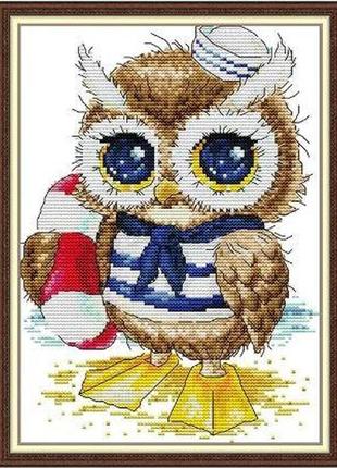 Набір для вишивання за нанесеною на канву схемою "cute owl". aida 14ct printed 21*29 см