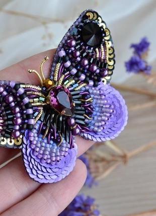 Фиолетовая брошь бабочка2 фото