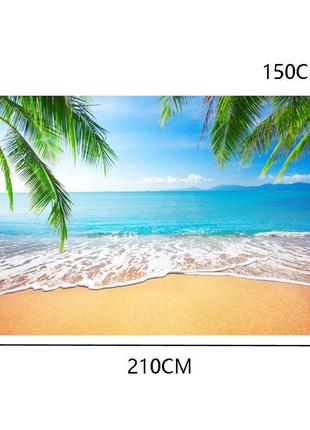 Фотофон виниловый текстурный 2.1×1.5 м + "ворота" - держатель (океан + песок + пальмы (tbd05720666)2 фото