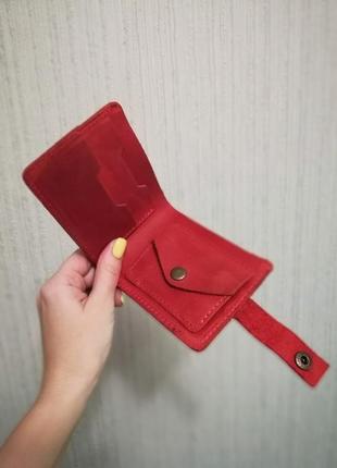 Компактный кошелек красного цвета3 фото