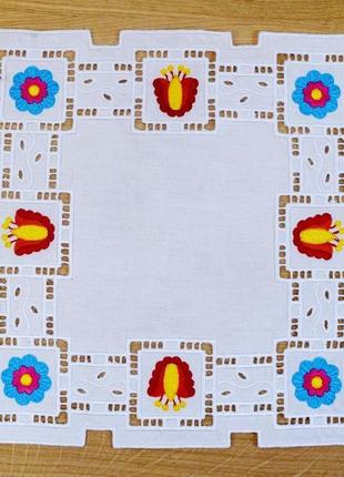 Richelieu embroidery embroidered white linen napkin лляні серветки2 фото