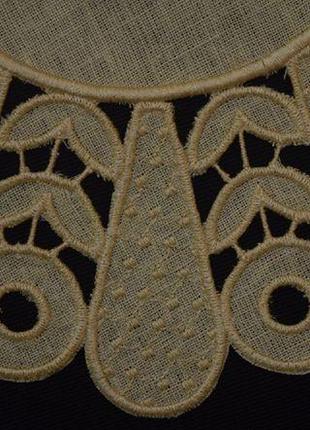 Richelieu embroidery embroidered round white or beige linen napkin декоративна серветка4 фото