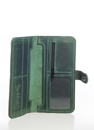 Купити зелене портмоне з натуральної шкіри2 фото