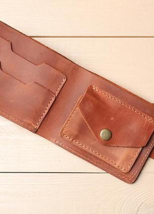 Компактний шкіряний гаманець коньячного кольору2 фото